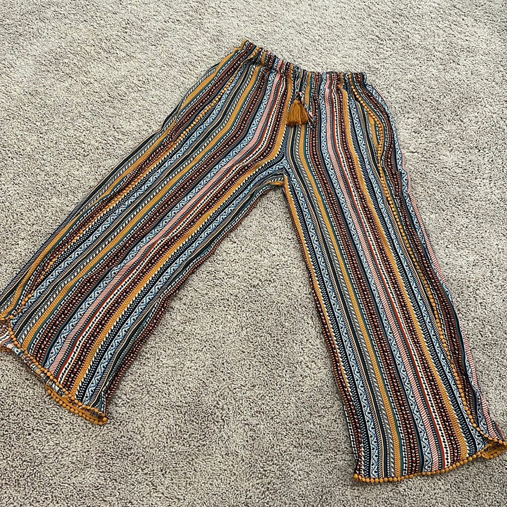 Brick Multi Color Crinkle Pants